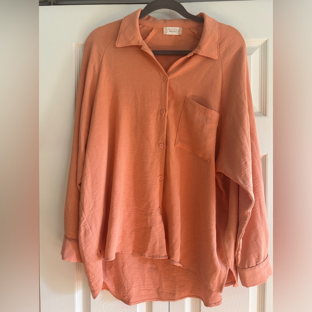 ALTAR'D STATE Shirt Women’s Size S Button Up Orange Long Sleeve Blouse